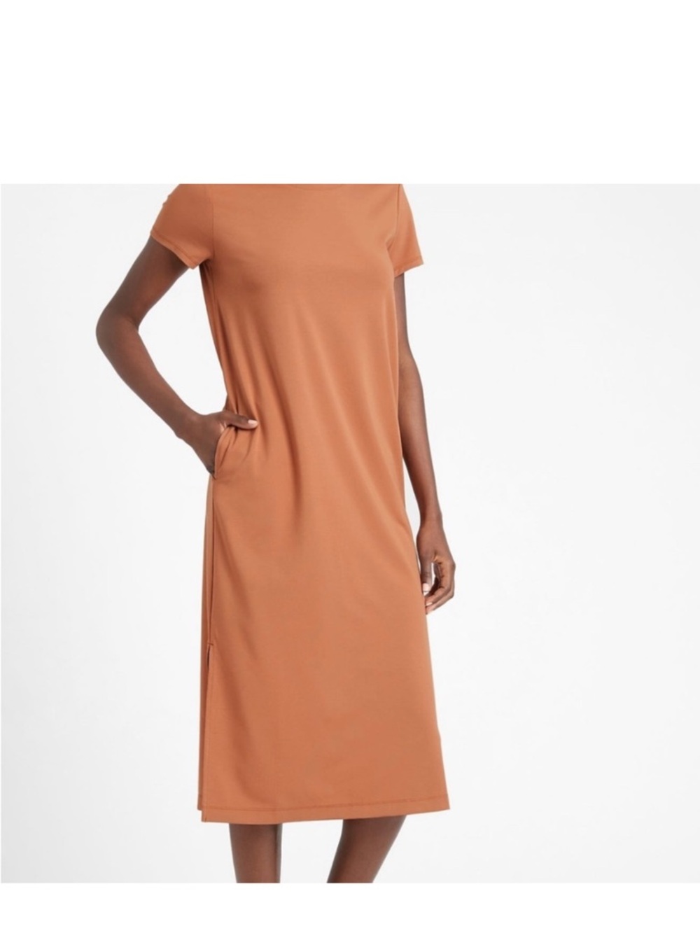 Banana Republic Women’s Orange Casual Midi T-Shirt Dress extra small